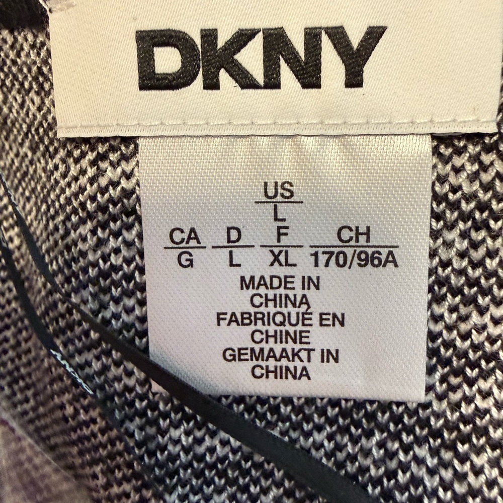 DKNY Long Sleeve Monochrome Houndstooth Pocket Sweater Mini Dress NWT L - Picture 7 of 12